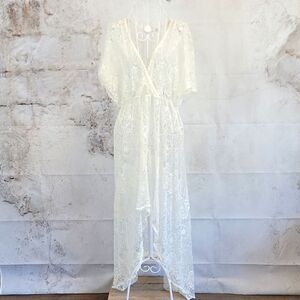 Lush White Lace Overlay Maxi Dress/cover-up Womens Size M